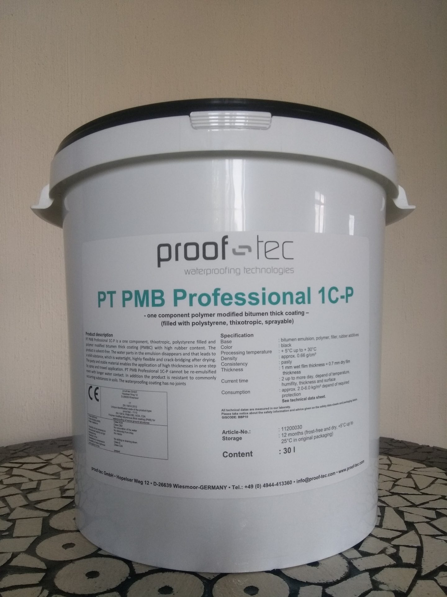 1-но комп. битумное гидроизоляционное покрытие PROOF-TEC PT PMB Professional 1 C-P 30лe