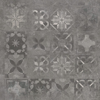 Керамогранитная плитка Cerrad Softcement Graphite Poler Decor Patchwork декор 59,7х59,7 см (5903313318105)