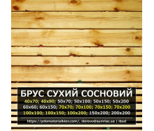 Брус дерев'яний будівельний сухий струганий CΑHРΑЙС 250х80 1 м сосна