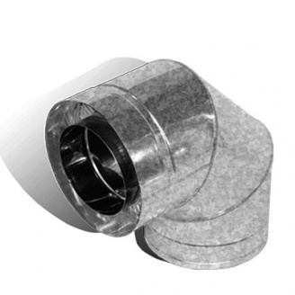 Колено 90 ° Ø 150/220 мм нержавеющая сталь / оцинкованная сталь 1 / 0,5 мм двустенный элемент