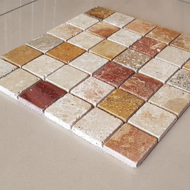 Декоративная мозаика Колизей из травертина полированная, лист 1х25.2х27.2