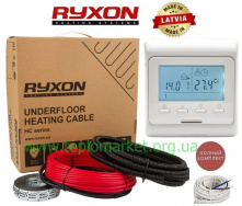 Теплый пол RYXON 3м²-3,8м²/600Вт (30м) тонкий двухжильный нагревательный кабель под плитку HC-20 Вт/м с программируемым терморегулятором E 51