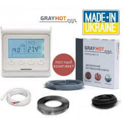Теплый пол GrayHot 2,2м²-3,6м² 444Вт (29м) нагревательный кабель под плитку с программируемым терморегулятором E51 Кропивницкий