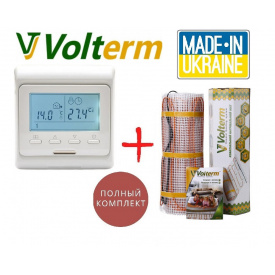 Теплый пол Volterm Hot Mat 1,7м²/280Вт/ 180Вт/м² электрический греющий мат под плитку с программируемым терморегулятором E51