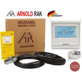 Теплый пол ARNOLD RAK 8м²-12,3м²/1600Вт (80м) двухжильный нагревательный кабель standart 20Вт/м с программируемым терморегулятором E 51