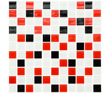 Мозаика стеклянная Kotto Keramika GM 4007 C3 Black/Red M/White 300х300 мм