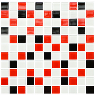 Мозаика стеклянная Kotto Keramika GM 4007 C3 Black/Red M/White 300х300 мм