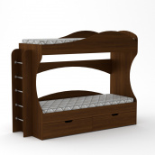Двухъярусная детская кровать Бриз Компанит 190х70 см с двумя ящиками из лдсп орех-темный