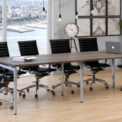 Офісний стіл для переговорів Loft-design Q-2700 мм довгий прямокутний лдсп дуб-палена