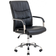 Офісне крісло Richman Торонто на коліщатках хром чорний кожзам Кропивницький