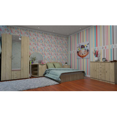 Спальня мебель Компанит двухспальный комплект №1 дсп дуб-сонома Вишневое