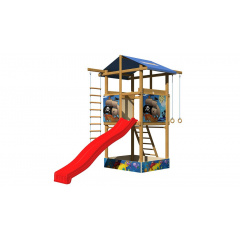 Дитячий майданчик SportBaby №7 дерев'яна вежа з гіркою мотузяною драбиною Івано-Франківськ