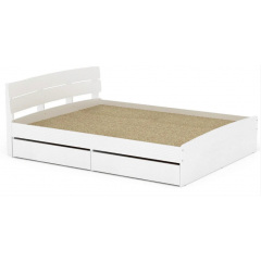 Двуспальная кровать Компанит Модерн-140 с двумя ящиками и изголовьем лдсп Белый-Нимфея Альба Киев