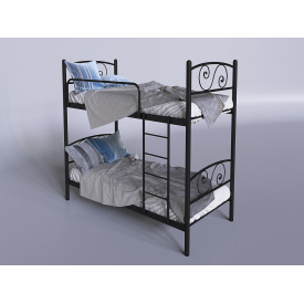 Двоярусне металеве ліжко Tenero Viola 800х1900 мм чорна зі сходами