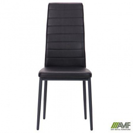 Кухонний стілець Сицилія AMF шкірозамінник чорний графіт ніжки металеві чорні