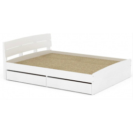 Двуспальная кровать Компанит Модерн-140 с двумя ящиками и изголовьем лдсп Белый-Нимфея Альба