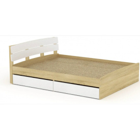 Двуспальная кровать Компанит Модерн-140 с двумя ящиками и изголовьем лдсп Дуб-сонома комби