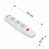 Колодка електрична 3-на з/з +вимикач +USB RH Kris (57шт) 082301 АКЦІЯ