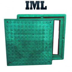 Оглядового каналізаційний люк квадратний полімер-піщаний зелений до 1,5 т 640/560 Черкаси