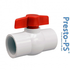 Кран 1 1/2" шаровый, белый пластик (резьба внутренняя) Presto-PS PF-0150-R Дніпро