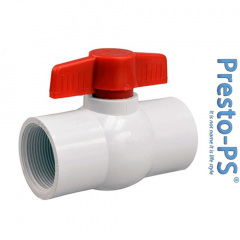 Кран 1" шаровый, белый пластик (резьба внутренняя) Presto-PS PF-0132-R Кропивницкий