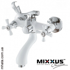 Смеситель для ванны короткий нос Mixxus Omega White (белый) Euro (Chr-142) Дніпро