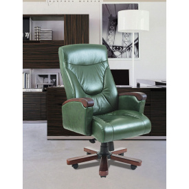 Офисное Кресло Руководителя Richman Босс Мадрас Green India Wood М3 MultiBlock Зеленое