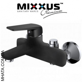 Смеситель для ванны короткий нос Mixxus Oregon Black переключение на кнопке Chr-009
