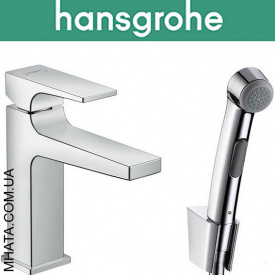 Змішувач Hansgrohe ( 32522000) для умивальника Metropol c гігієнічним душем