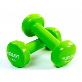 Гантели для фитнеса с виниловым покрытием Zelart Beauty TA-5225-3 2*3 кг Green (MR08728)