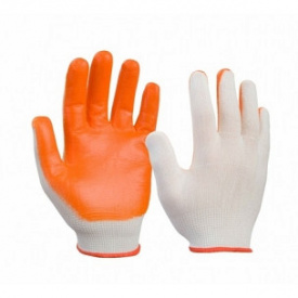 Перчатки СТРЕЙЧ ЛЮКС белая с оранжевой заливкой (12 шт) ПТ-5806