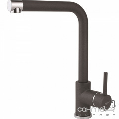 Гранитный смеситель для кухни высокий Г-образный AquaSanita 5553-601 черный металлик Запоріжжя
