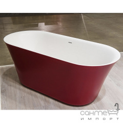 Отдельностоящая ванна из литого камня Balteco Fiore 180 белая внутри/Orient Red RAL 3031 Ровно