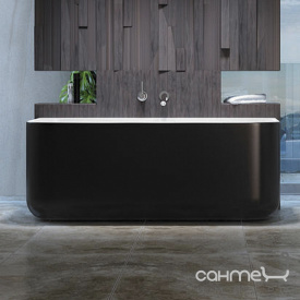 Пристенная ванна из литого камня Balteco Gamma 160 CW белая внутри/Black RAL 9005