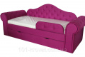 Ліжко диван Мелані з виїзним ящиком з захисним бортиком рожева