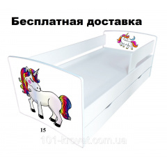 Детская кровать с защитным бортиком Единорог 170x80 см Kinder Cool-2020 Николаев