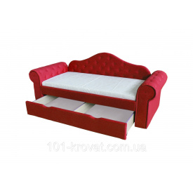 Ліжко диван Мелані з виїзним ящиком з захисним бортиком червоний