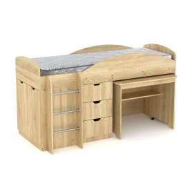 Двухъярусная кровать с выкатным столом Компанит Универсал дуб сонома