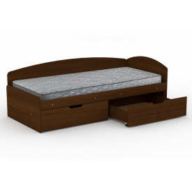 Односпальная кровать с ящиками Компанит-90+2С орех экко