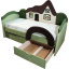 Детская кровать с бортиком Ribeka Домик + матрас Зеленый (09K078) Кропивницкий