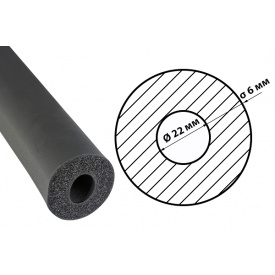 Каучуковая теплоизоляция для труб толщиной изоляции 6 мм ODE R-Flex Pipe Std трубка 6х22