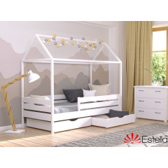Дитяче ліжко-будиночок Estella Аммі 80х190 см біла з бортиками шатром дерев'яна колір-107 Київ