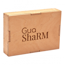 Скребок ГуаШа Сердце Нефрит в деревянной подарочной коробке шелковистый лак Ольха