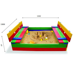 Песочница SportBaby-29 деревянная 100х100 см квадратная цветная закрывающаяся крышкой-лавочками Сумы