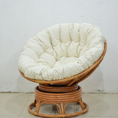Крісло-качалка Папасан Cruzo кругле плетене з ротанга з м'яким сидінням подушкою