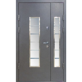 Двері вхідні MAGDA Т4,01 (R021) 120см термо графіт - 100 склопакет піскоструй №1/1 (З ТЕРМОРОЗРИВОМ) ЛІВІ