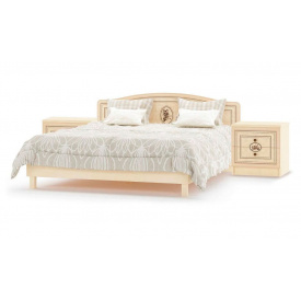 Кровать двуспальная с 2-мя тумбочками Мебель Сервис Флорис 160х200 см Клен с ламелями