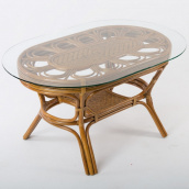 Обеденный столик Аскания Cruzo стеклянный на ротанге