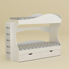 Двухъярусная детская кровать Бриз Компанит 190х70 см с двумя ящиками из лдсп альба-белый Полтава