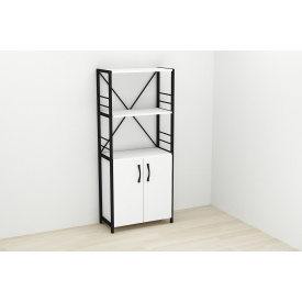 Этажерка 3/60 Ferrum-decor Серии Конект с тумбой 144x60x28 Черный ДСП Белое (FD1021)